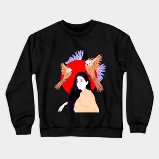 Girl with birds Crewneck Sweatshirt